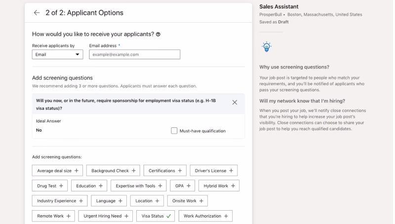 How to Post a Job on LinkedIn A Step-by-Step Guide - Adding screening questions to LinkedIn job posts