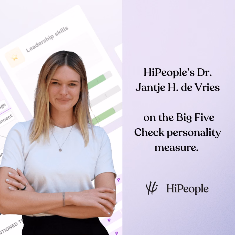 HiPeople Dr Jantje H de Vries on the Big Five Check personality measure
