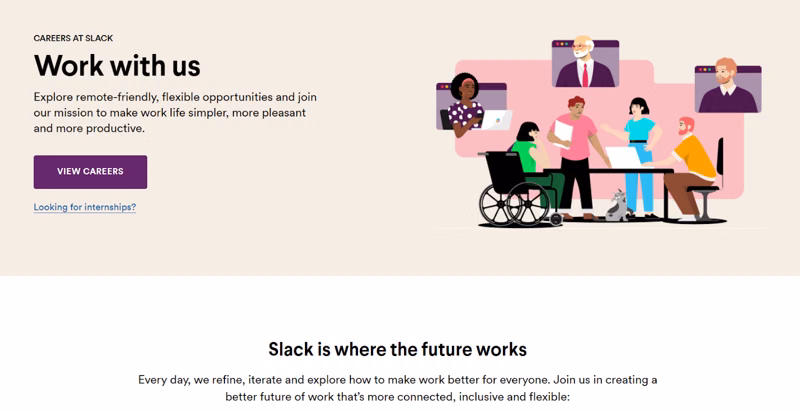Slack's careers page - Best Careers Page Examples