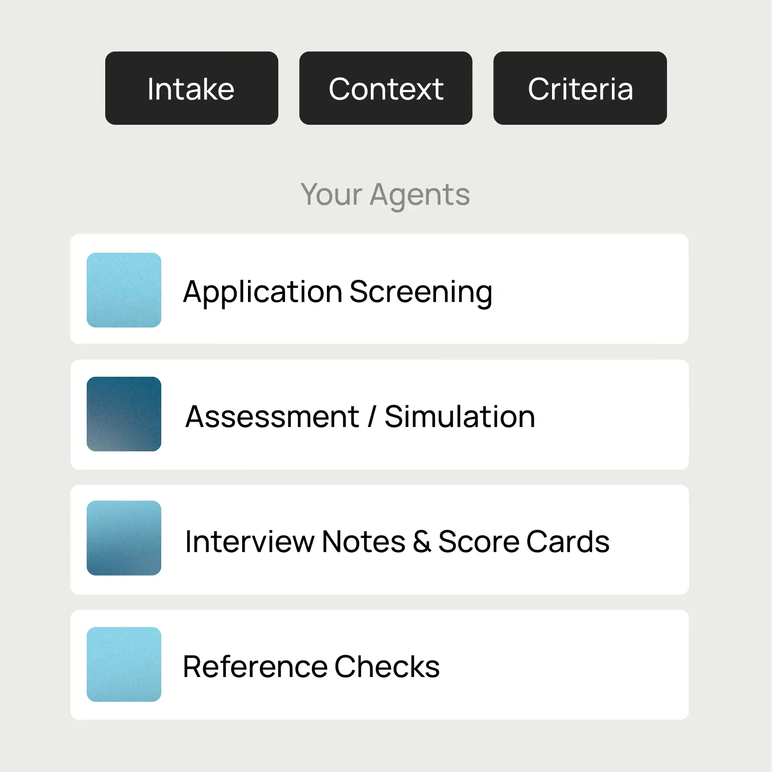 Bespoke screening agents and job simulations configured per role