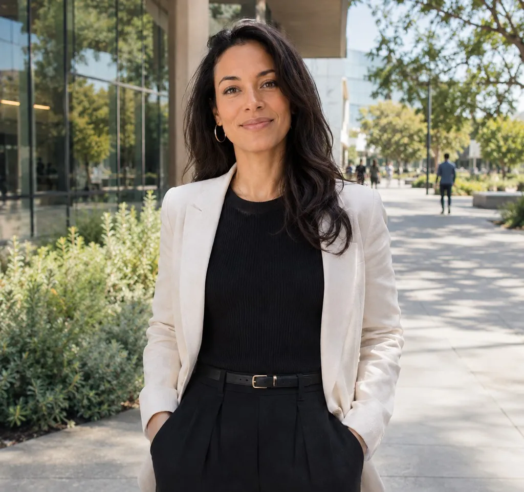 A talent leader outside a modern office
