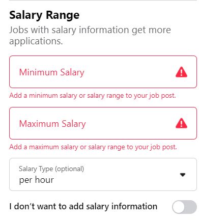 How to Post a Job on Facebook A Step-by-Step Guide - Fill in the Salary Range